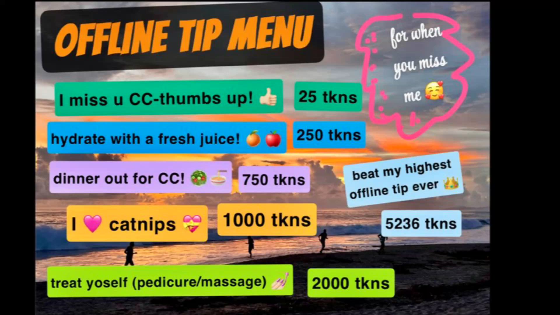 💕 offline tip menu 💘