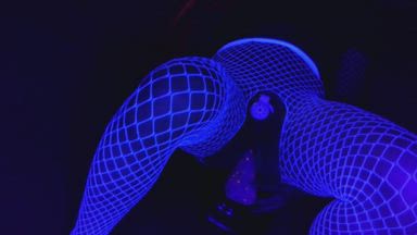 Blacklight large white dildo