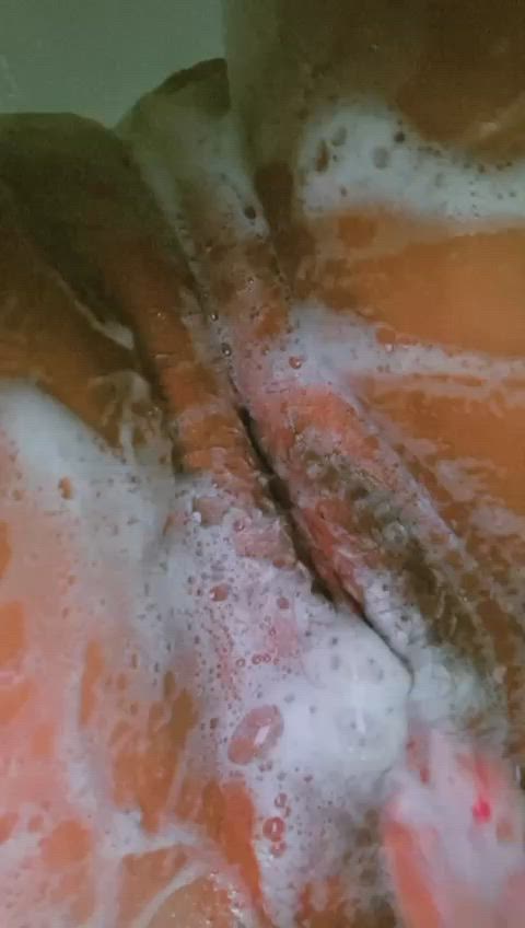 a delicious shower with soap on my body