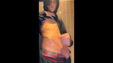 cumming hard at the mall's bathroom