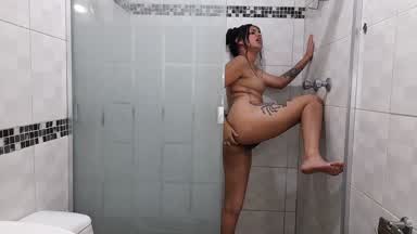 Delicious masturbation and orgasm in the shower