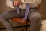 Burgundy SHEER socks + grey suit