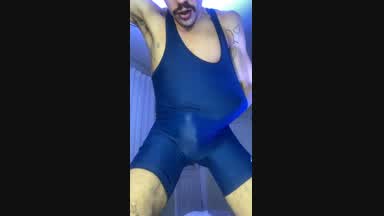 Cumming in my blue singlet