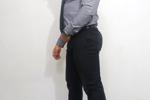 Gray and black suit p
