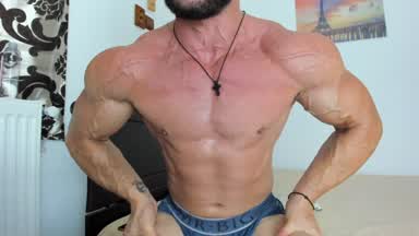 flex hard, big veins