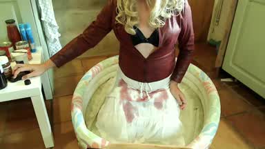 White floaty skirt + red wine = stained!