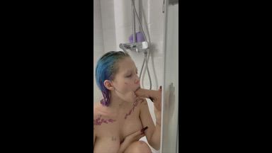 Blow Job in shower with spit on boobs