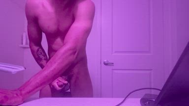 Stroking my fat cock !