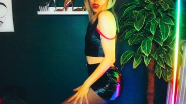 leather skirt and top