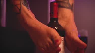 My feet with a wine bath