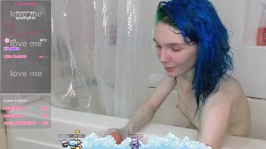 Sucking dildo in tub!