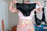 Black satin bra and panty