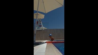 Master of Sports in Poolside Posing