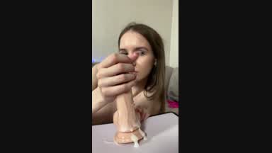 Jerking off a dildo