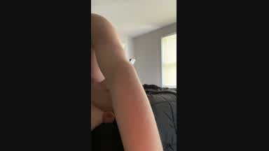 Almost caught playing with my giant dildo