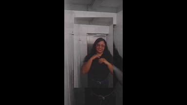 Naughty show big tits at the university bathroom