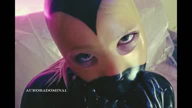 Full rubber, mouthless hood, spanking!