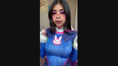D.Va touching her pussy