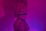 in sexy lingerie and pink light