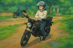 A biker girl in animation