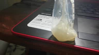 Playing with my cum in a comdon