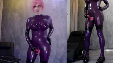 Cum Turquoise latex catsuit 2025-03-17