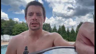 First time in pool nude
