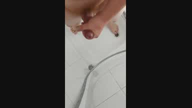 Cumming in shower with Dildo in ass