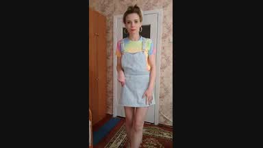 denim sundress and sneakers