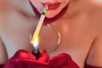 Elegant Lady in Red Smoke 😈✨