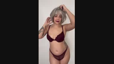 Burgundy Bra & Panty Striptease