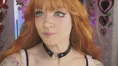 Redhead Condom Inflation Tease and Play with Pussy