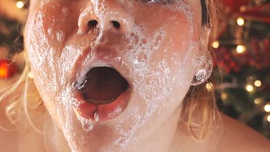 saliva in face_  in the living room of my house