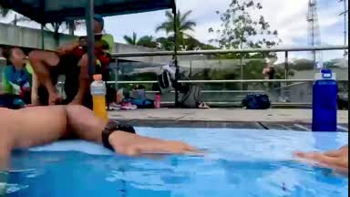 My favorite time, swim.