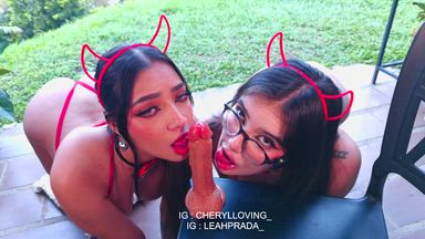 2 GIRLS LICKING UR COCK