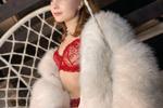 fur and red lingerie