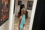 In a towel after getting out of the shower