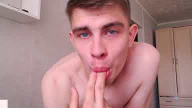 Sucking fingers and playing with my dick