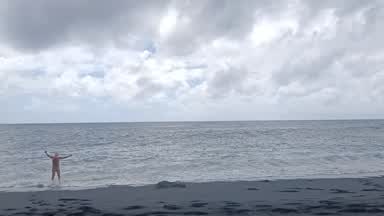 Black Sand Beach Skinny Dip! ;-)
