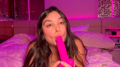 Gagging and giving sloppy head to my dildo