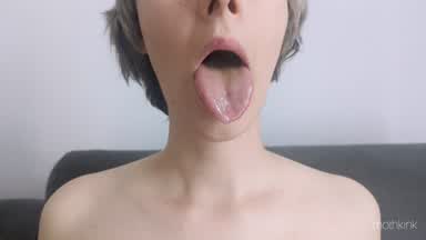 Tongue action, gag and ear close-up
