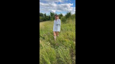 mia — Walking across the field in a sexy outfit)