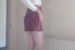 Red leather skirt
