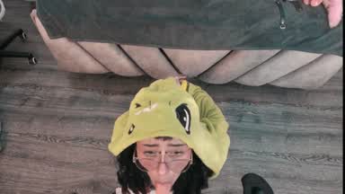 A dinosaur gives you a blowjob