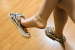 leopard print slippers, without pedicure