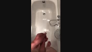 Huge Cumshot in the shower in slo-mo
