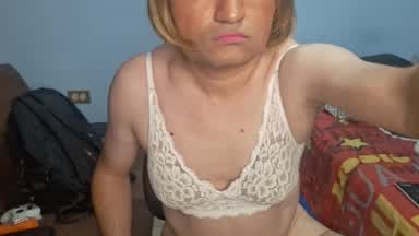 Masturbate and sexy white bralette