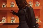 Orange wall with lucky cats