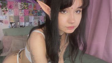 A magical elf in white lingerie