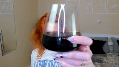 with a glass of red wine